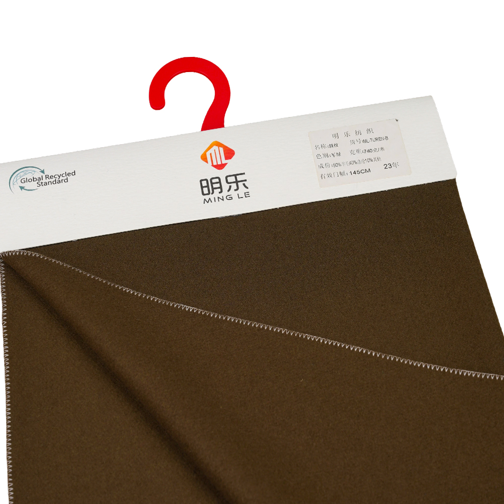 50% Olann, 40% poileistir, 10% Snáithín Eile, 740G/M, Glas Míleata, Fabraic Twill Melton, ML-TUREN-B