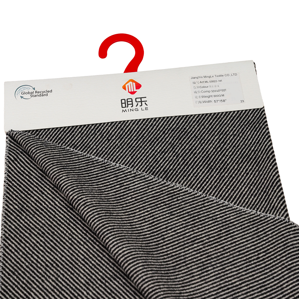 50% Olann, 40% poileistir, 10% Snáithín Eile, 680G/M, Dubh Agus Bán, Fabraic Twill Melton, ML-S0622-141