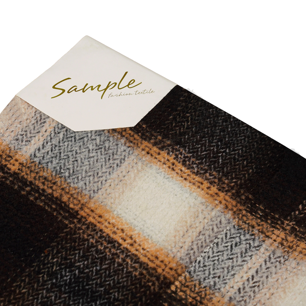40% Olann, 60% poileistir, 540G/M, Dubh agus Bán, Fabraic Tweed Ciorcail, ML-8021071