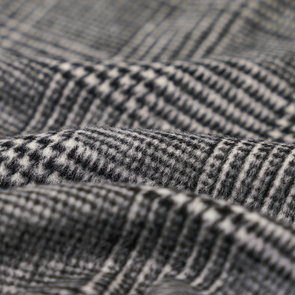 30% Olann, 60% poileistir, 10% Snáithín Eile, 610G/M, Dubh Agus Bán, Fabraic Phláta Aon-aghaidh Chlúdach, ML-20001