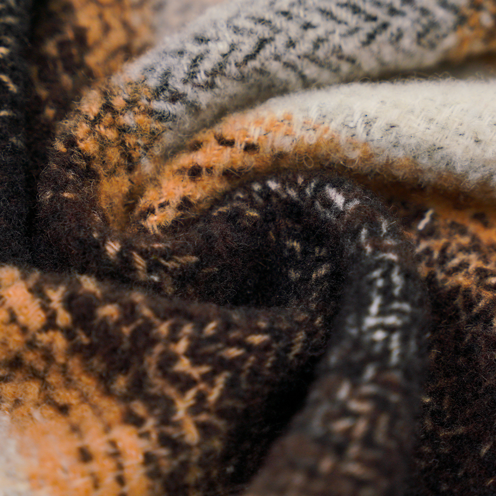 40% Olann, 60% poileistir, 540G/M, Dubh agus Bán, Fabraic Tweed Ciorcail, ML-8021071